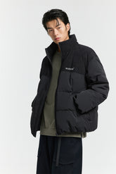 Men's Black Spliced Corduroy Puffer Jacket